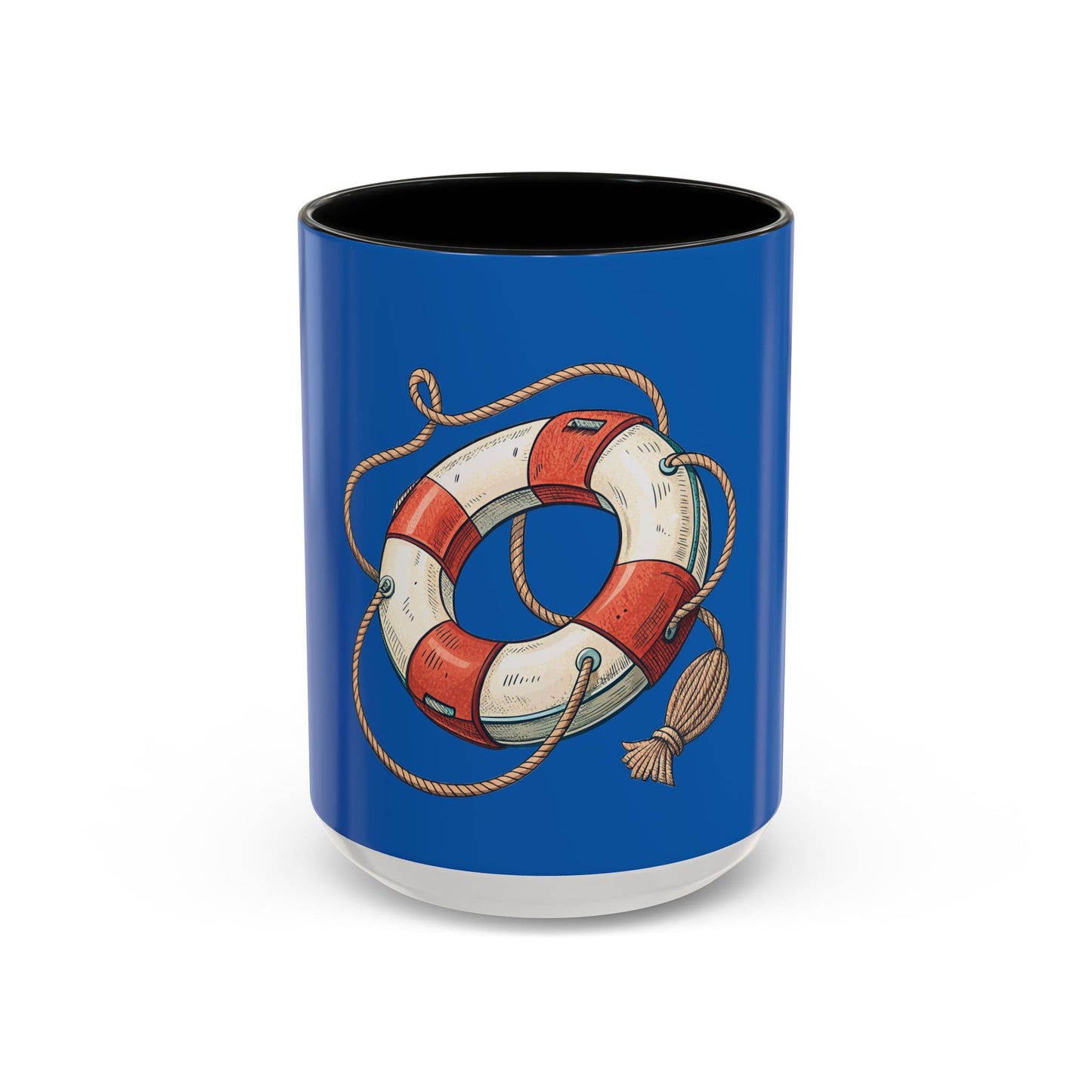 Lifesaver Accent Coffee Mug - Nautical Gift, Beach Decor, Sailor's Coffee Cup, Ocean Lover Mug, Summer Vibes