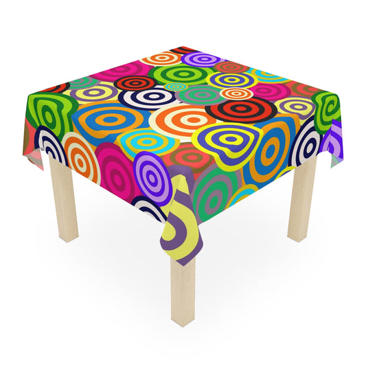 Colorful Retro Tablecloth, Vibrant Dining Decor, Boho Home Accessory, Fun Party Table Cover, Rainbow Table Decoration