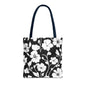 Elegant Floral Tote Bag, Black and White Tote, Eco-Friendly Shopping Bag