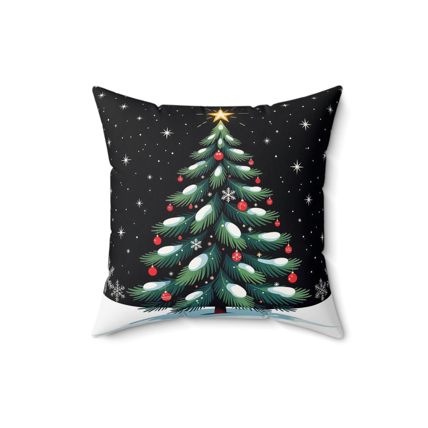 Christmas Tree Throw Pillow — Festive Star-Topped Holiday Decor