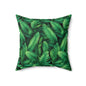 Tropical Leaf Pillow, Green Botanical Cushion, Home Decor, Boho Accent, Gift for Nature Lovers, Living Room Soft Furnishings
