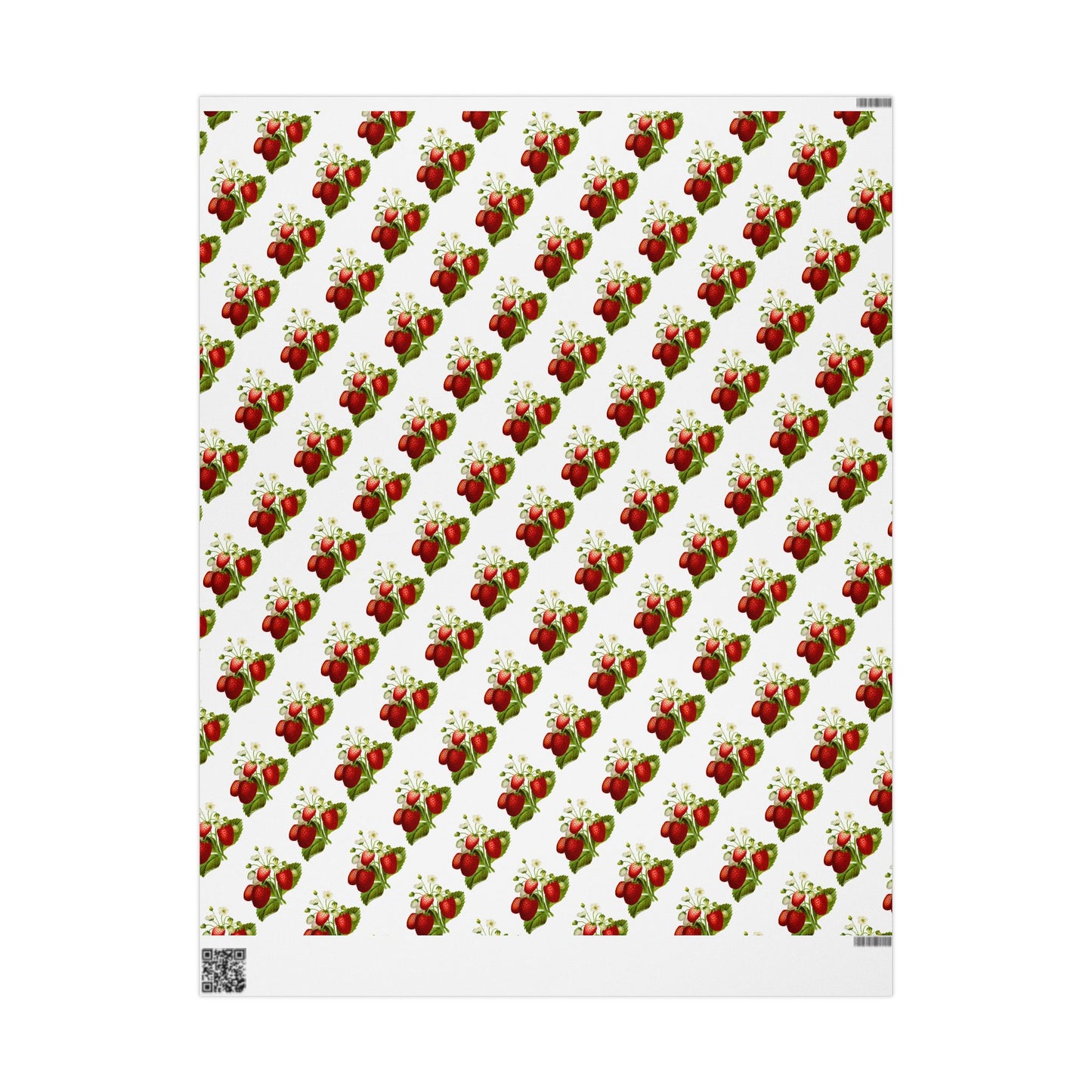 Strawberry Floral Wrapping Paper, Gift Wrap for Birthdays, Holidays, Showers, Eco-friendly Packaging, Cute Strawberry Design
