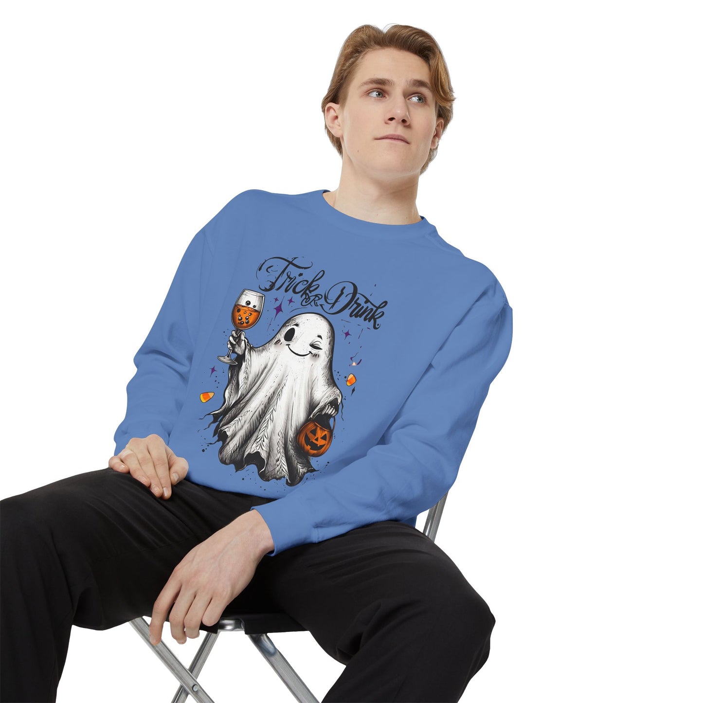 Spooky Ghost Sweatshirt | Trick or Treat Apparel, Halloween Gift, Cozy Unisex Top, Fall Fashion, Casual Wear