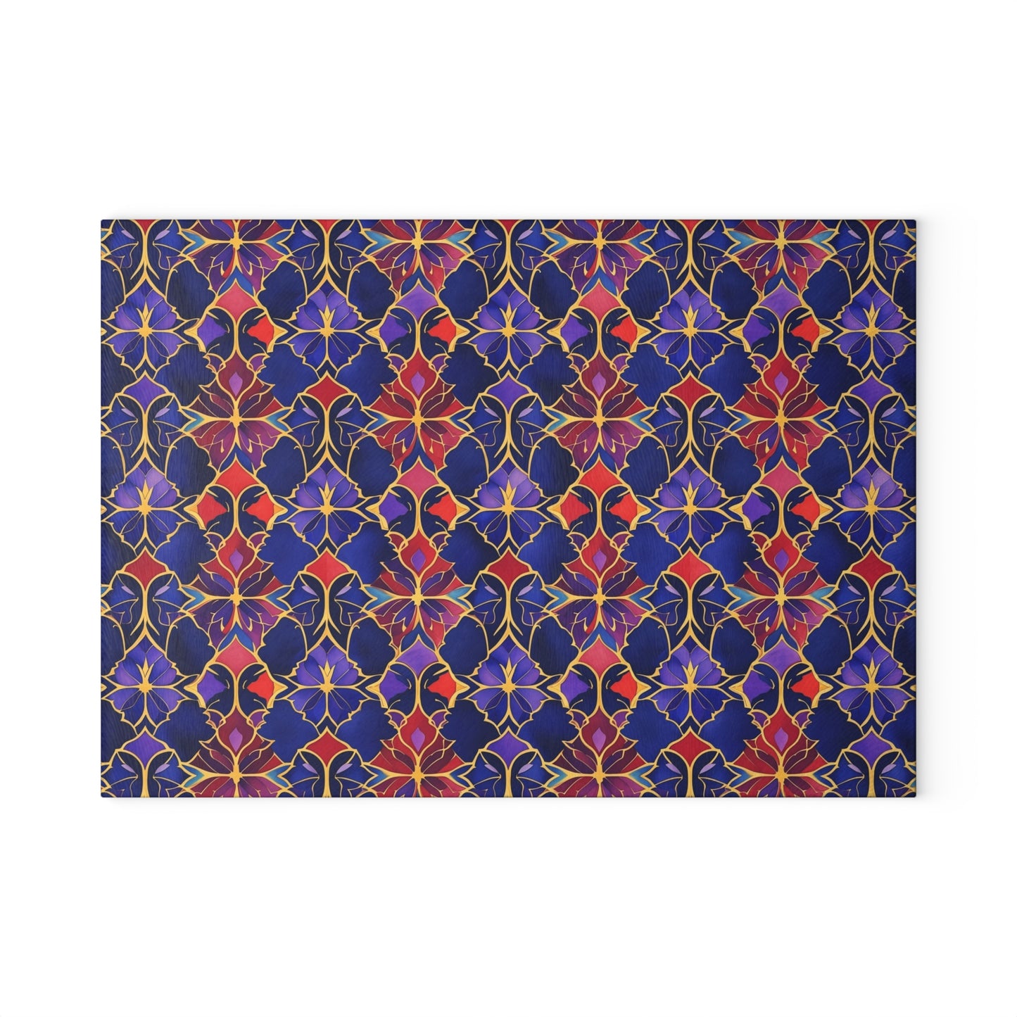 Glass Cutting Board — Vibrant Floral Tile Pattern Decorative Kitchen Board