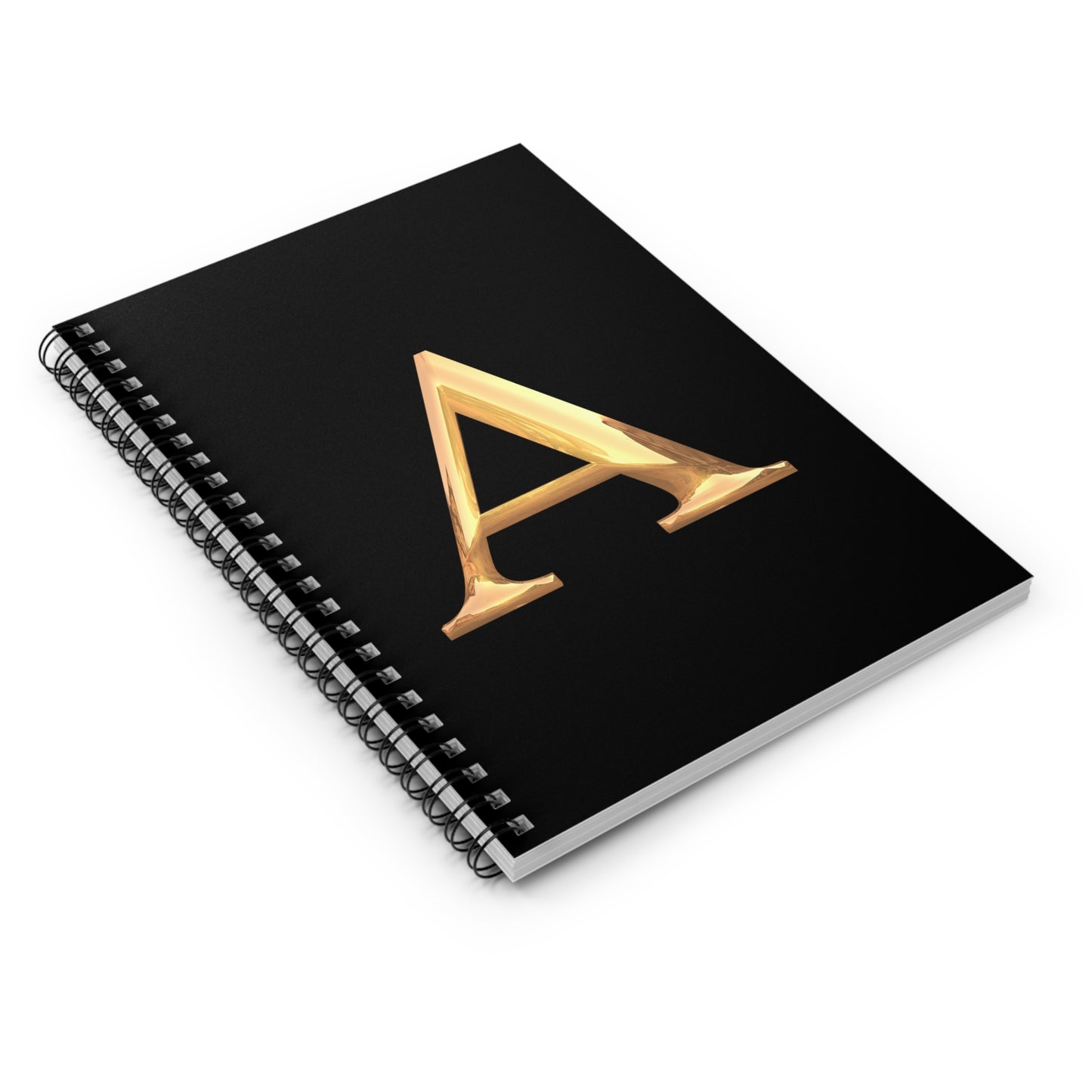 Gold Letter A Spiral Notebook - Elegant Stationery, Journal for Students, Gift for Writers, Office Supplies, Personalized