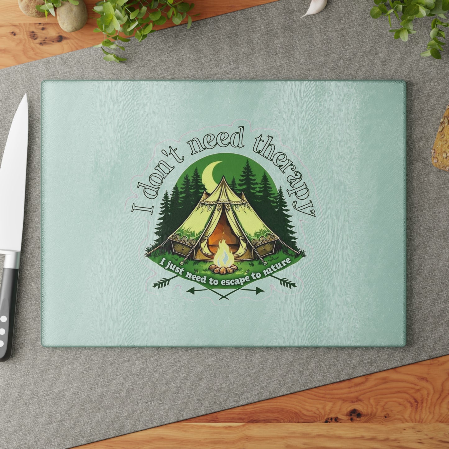 Outdoor Escape Glass Cutting Board - Perfect for Camping Lovers, Kitchen Decor, Housewarming Gift, Nature Enthusiasts, Gift for Him or Her