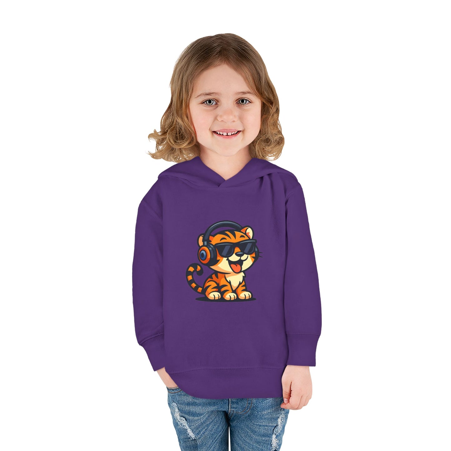 Toddler Cool Cat Fleece Hoodie - Fun Kids Apparel for Playtime, Birthday Gift, Nursery, Casual Wear, Music Lovers