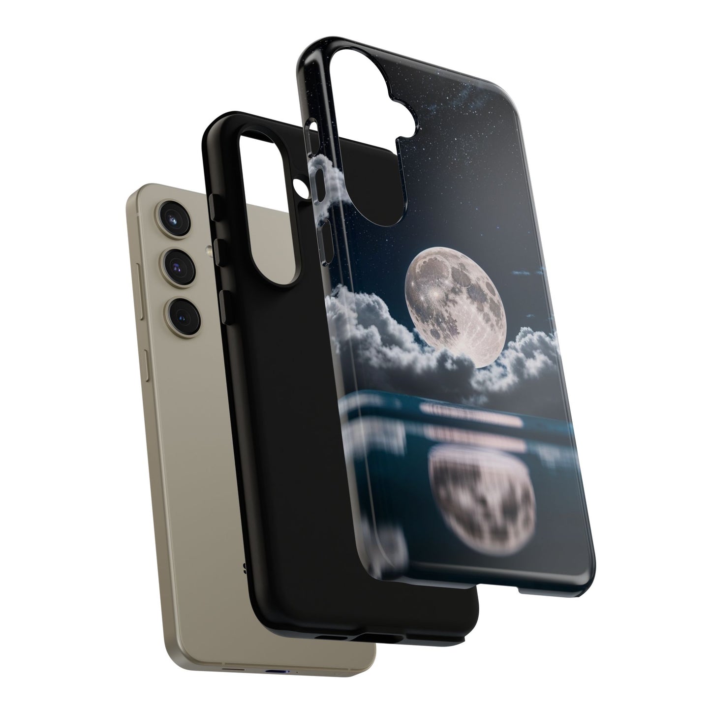 Moonlit Reflection Phone Case — Night Sky Moon & Clouds Tough Case