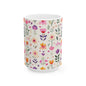 Floral Pattern Ceramic Mug — Pink Spring Flowers 11oz & 15oz