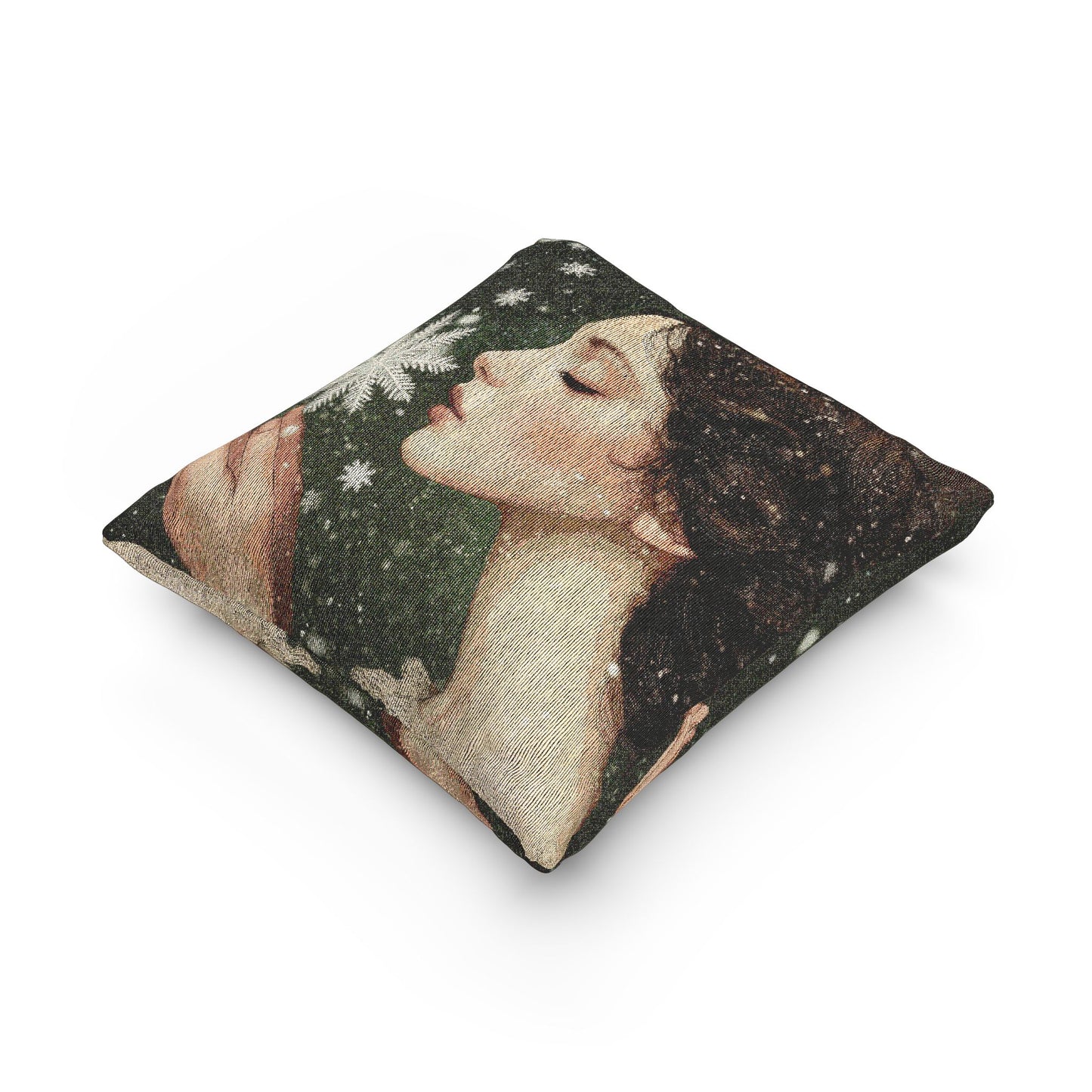 Artistic Winter Woven Pillow, Cozy Home Decor, Seasonal Throw Cushion, Snowflake Design, Gift for Winter Lovers