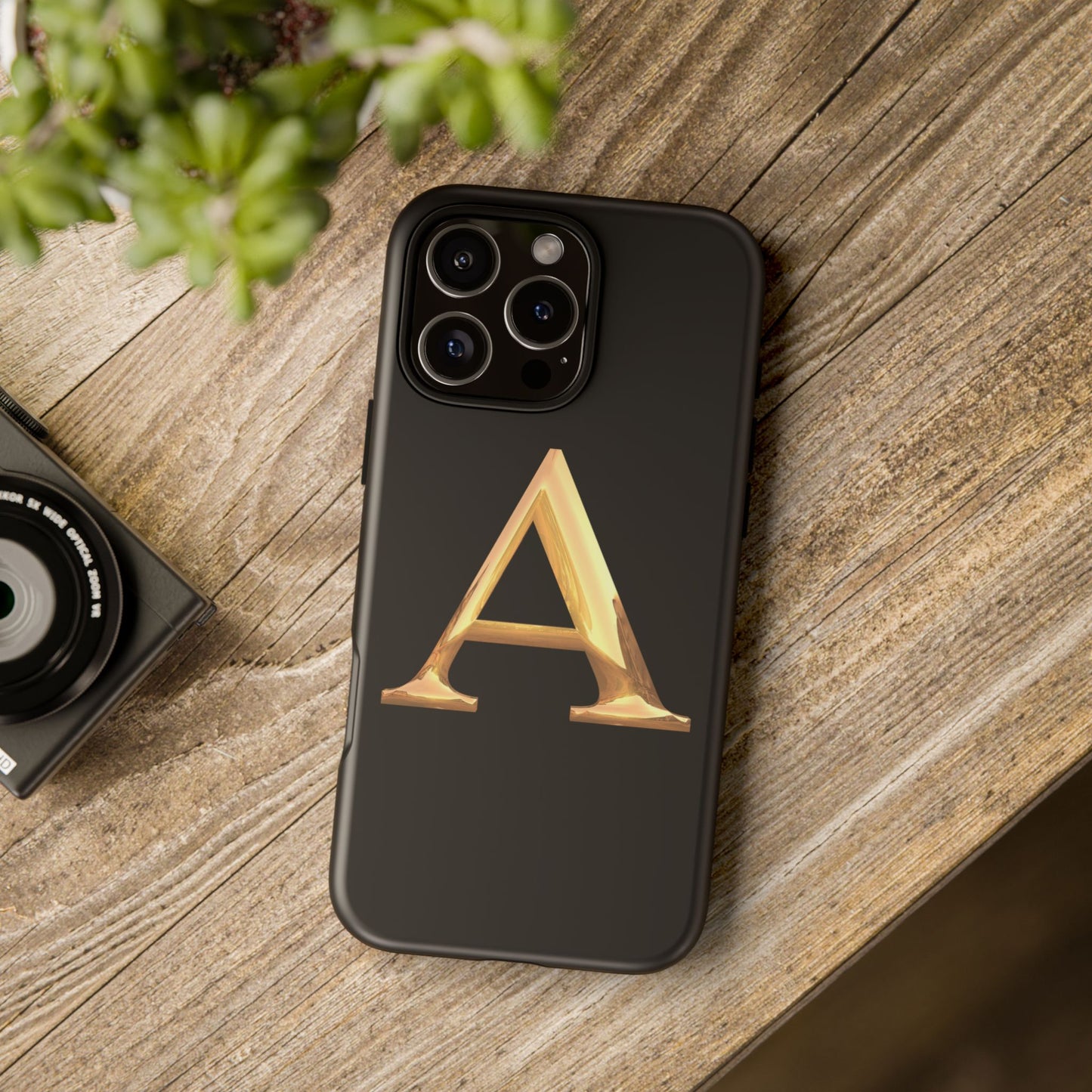 Custom Phone Case with Gold Letter A, Monogrammed Gift, Tough Protective Case, Personalized Phone Accessory, Unique Phone Cover