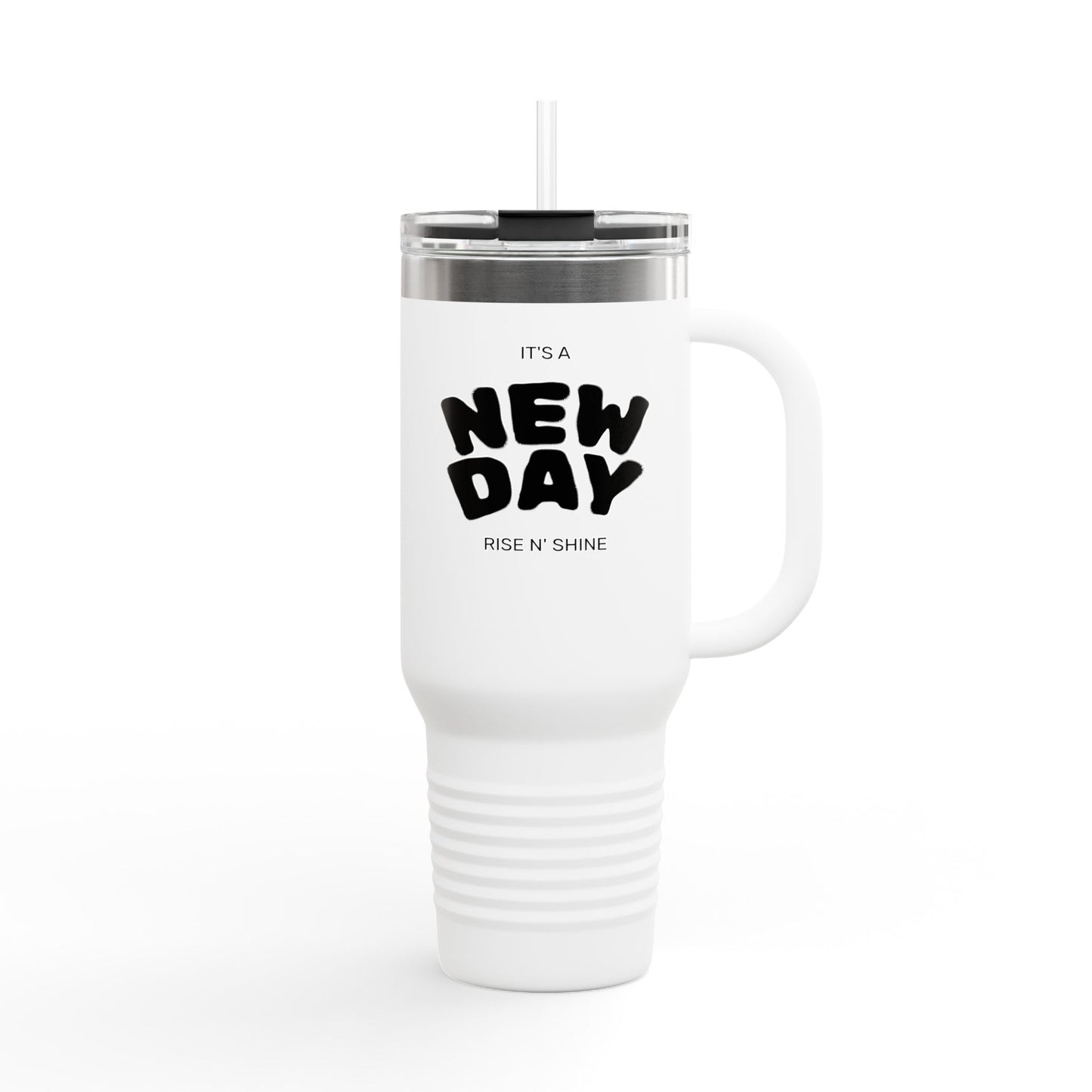 Insulated Travel Mug - 'It's a New Day' - 40oz Coffee Cup, Perfect for Road Trips, Morning Commute, Gifts, Eco-Friendly, Reusable