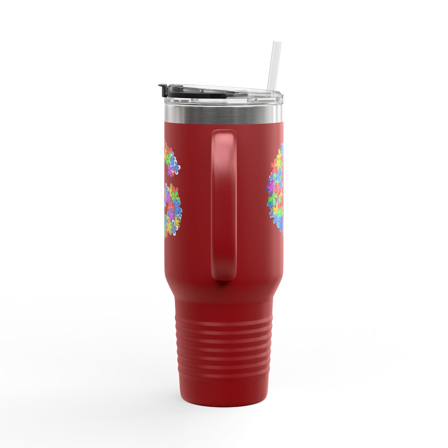 Vibrant Floral Insulated Travel Mug, Perfect for On-the-Go- Letter G