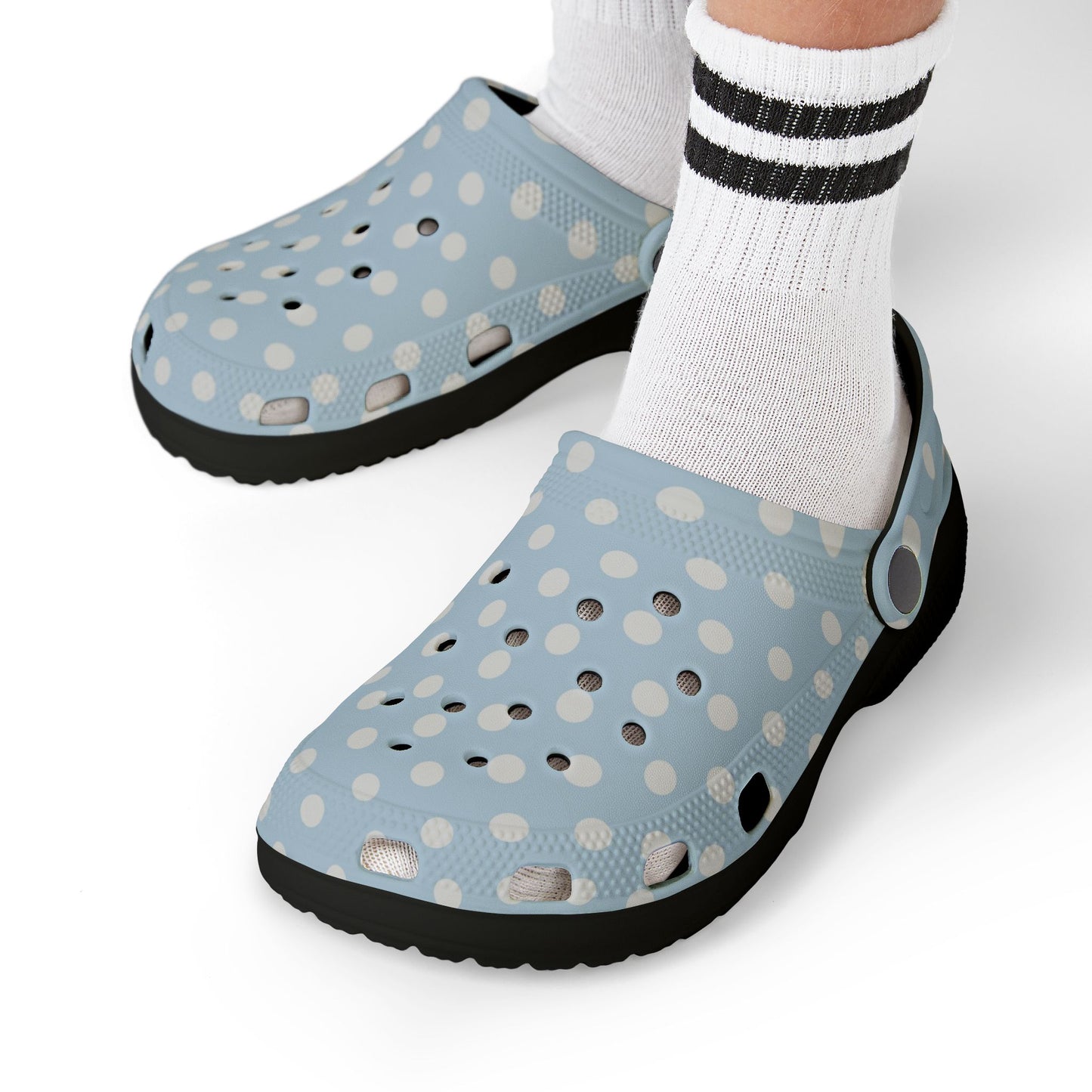 Kids Polka Dot EVA Foam Clogs — Light Blue Slip‑On Casual Shoes