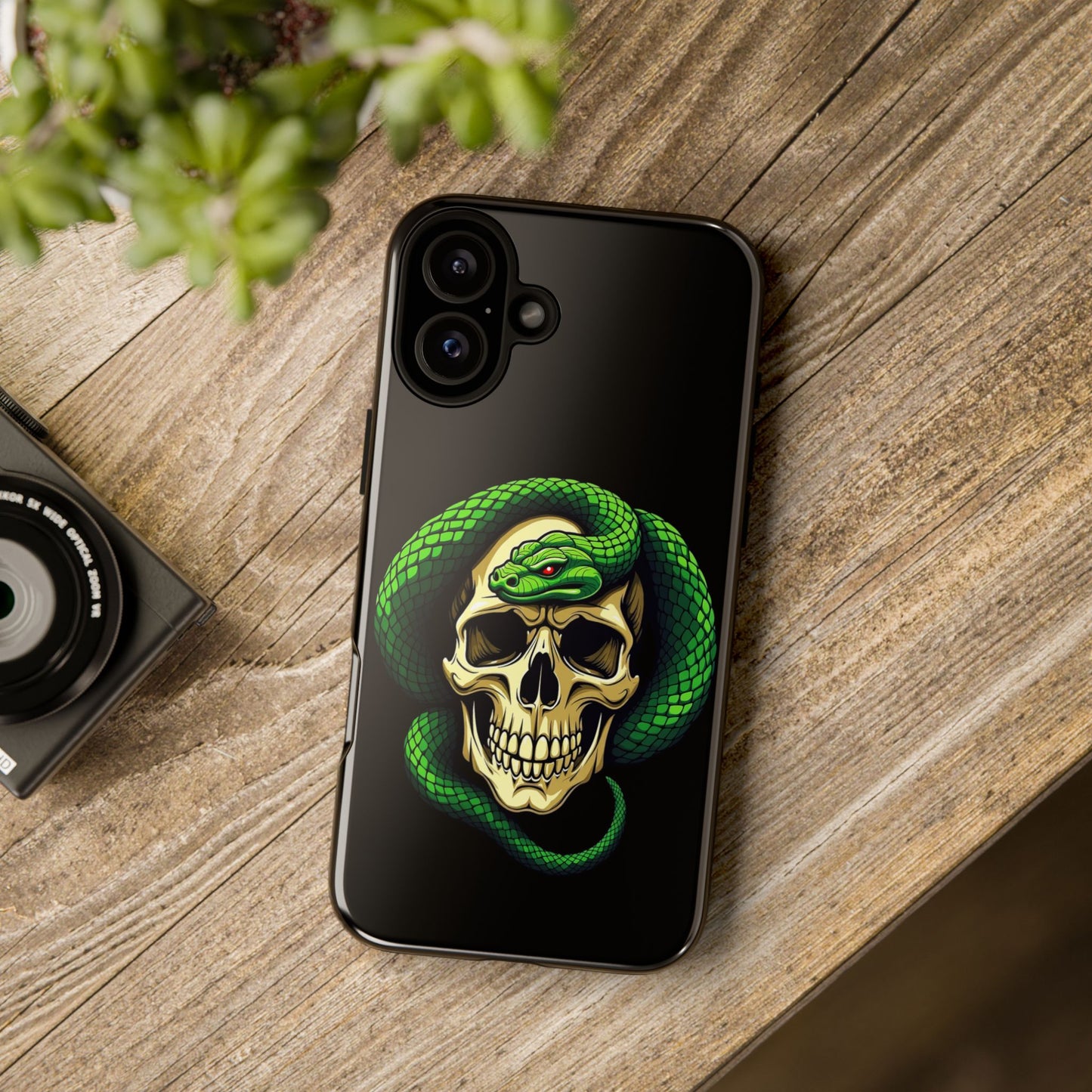 Skull & Snake Phone Case | Tough Cases, Protective Cover, Edgy Phone Accessories, Gothic Gift, Halloween Decor