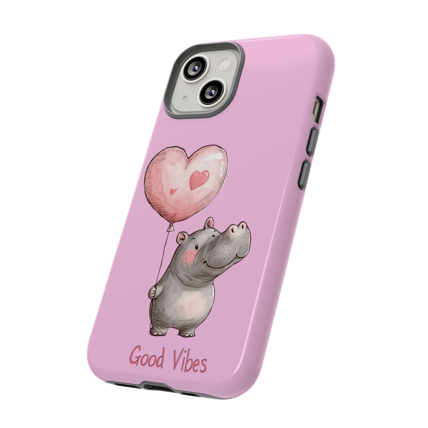 Cute Hippo Phone Case | Good Vibes, Gift for Friends, Cute Phone Accessories, Animal Lover Gift, Happy Phone Cover