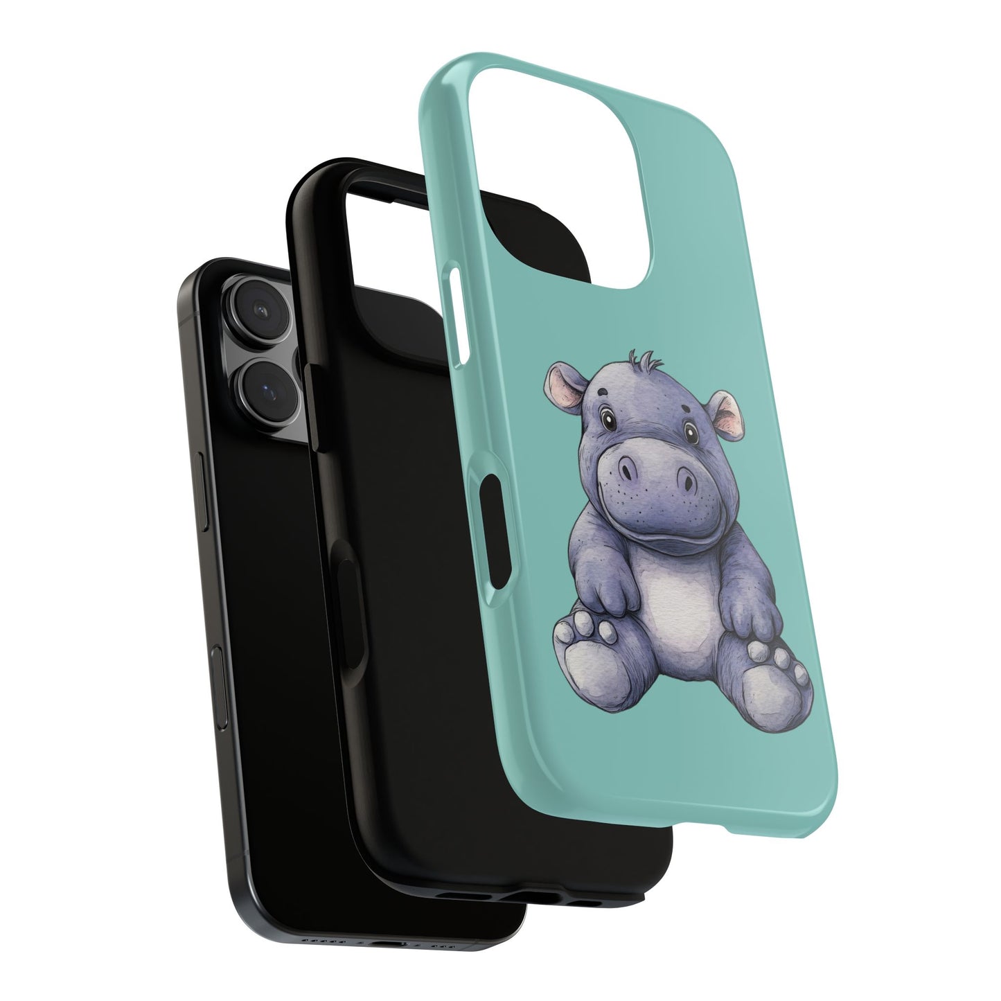Cute Hippo Phone Case, Tough Phone Cover, Fun Animal Case, Gift for Kids, Cute Decor, Birthday Present