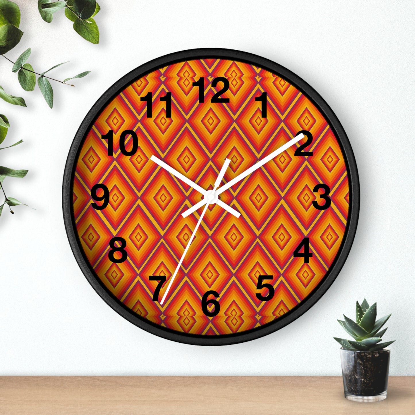 Retro Geometric Wall Clock, Vibrant Home Decor Clock, Modern Wall Art for Living Room, Unique Gift for Housewarming, Kid's Room