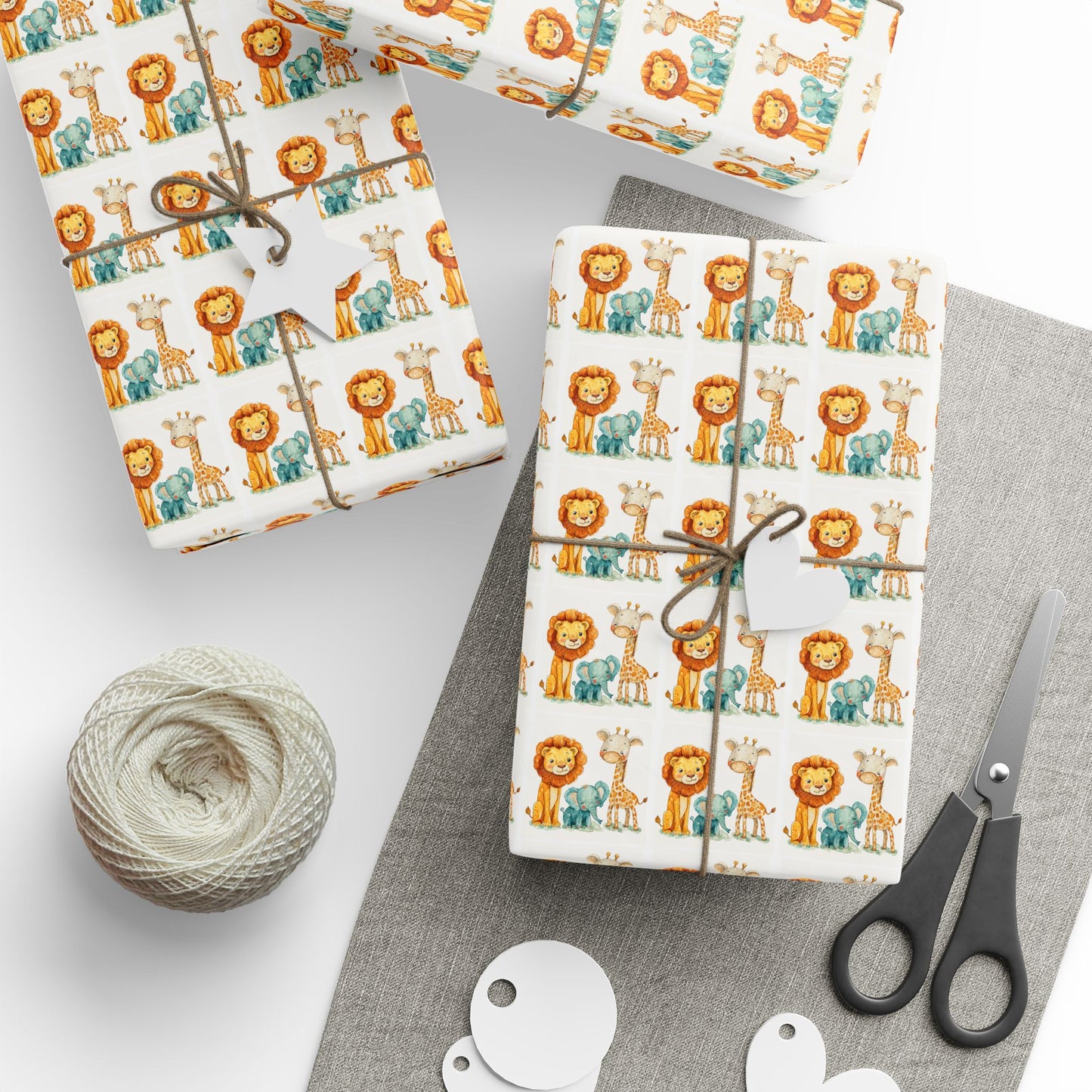 Lion Pattern Gift Wrapping Paper Roll — Whimsical Safari Kids Birthday Wrap