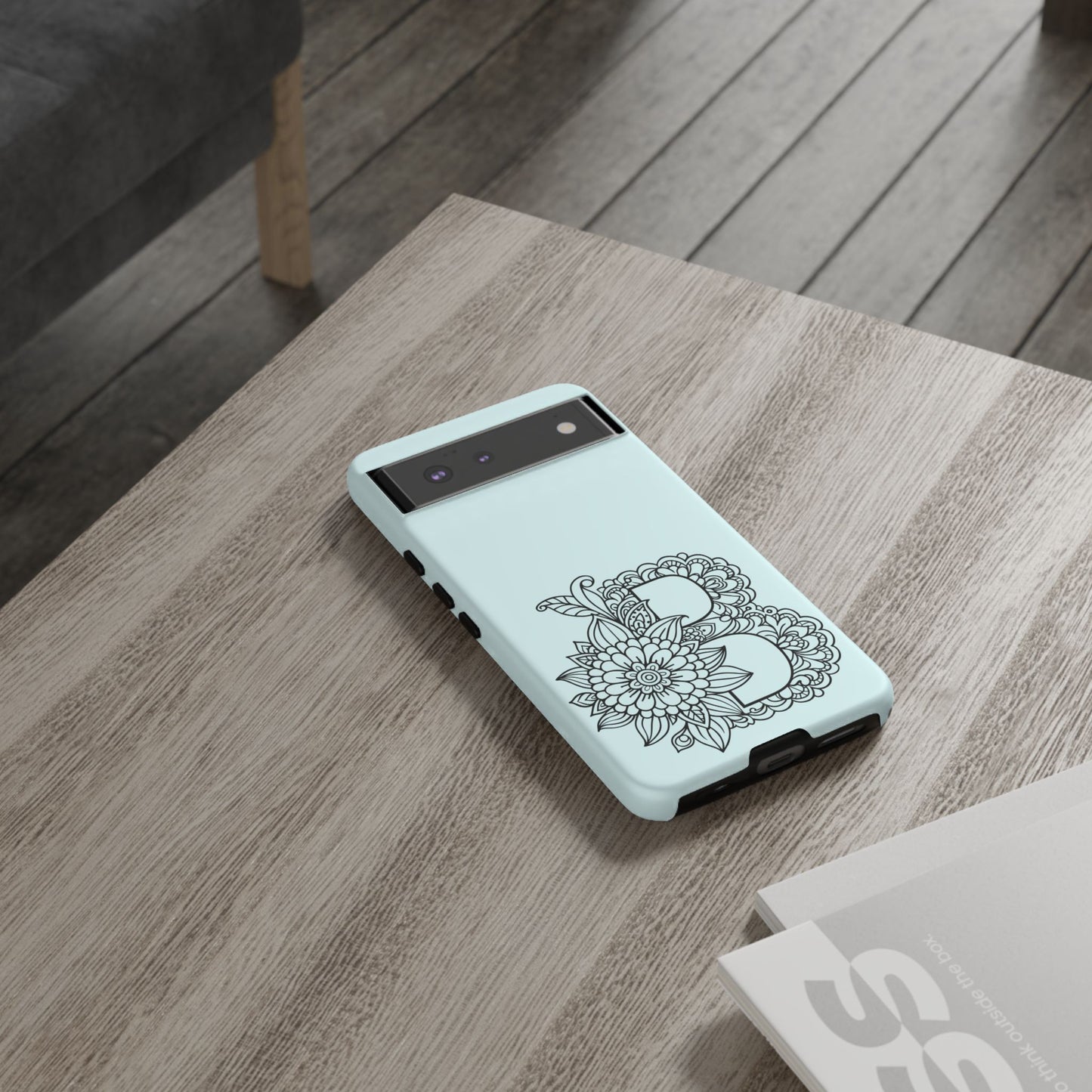 Personalized Tough Phone Case- Letter B, Floral Monogram Cell Phone Cover, Custom Protective Case, Unique Gift, Birthday, Graduation