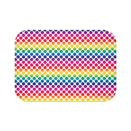 Vibrant Rainbow Bath Mat - Colorful Dot Design for Bathroom Decor, LGBTQ+ Pride, Home Gift, Fun Oasis