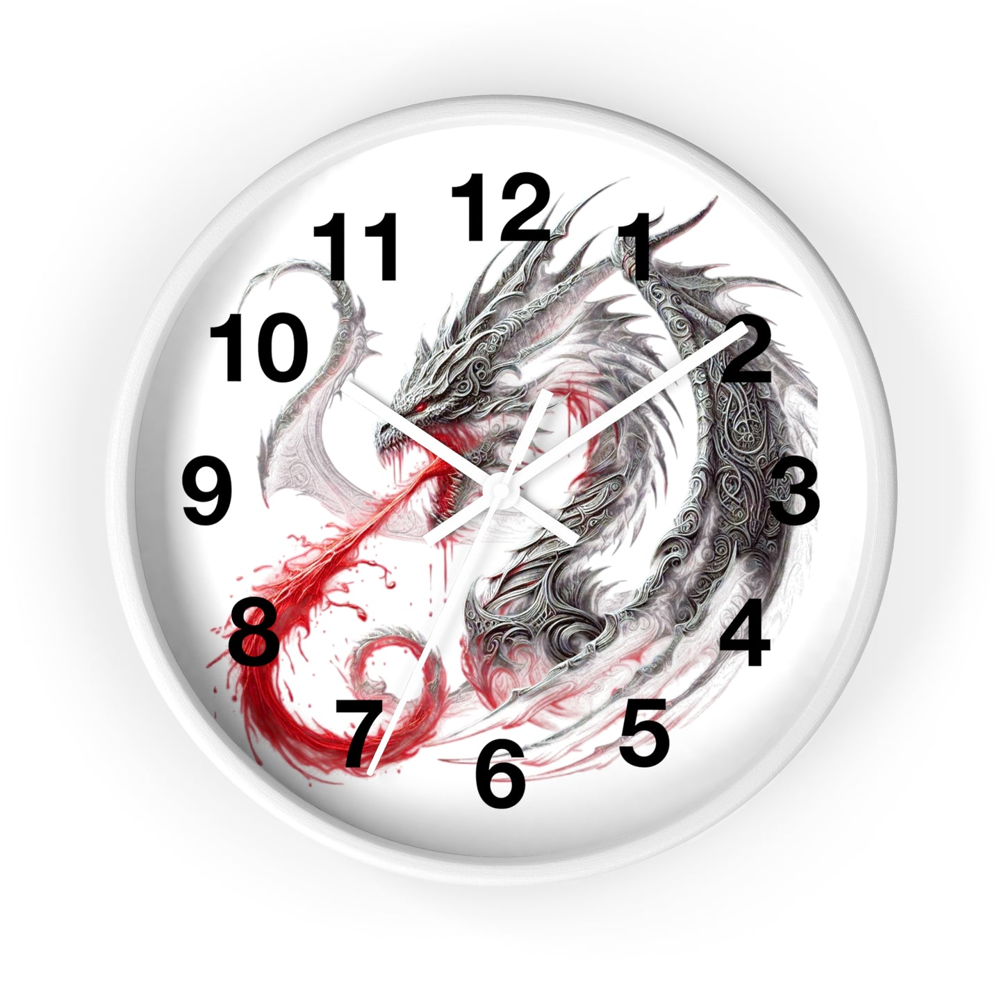 Dragon Wall Clock — Red Breath Mythical Timepiece for Fantasy Fans