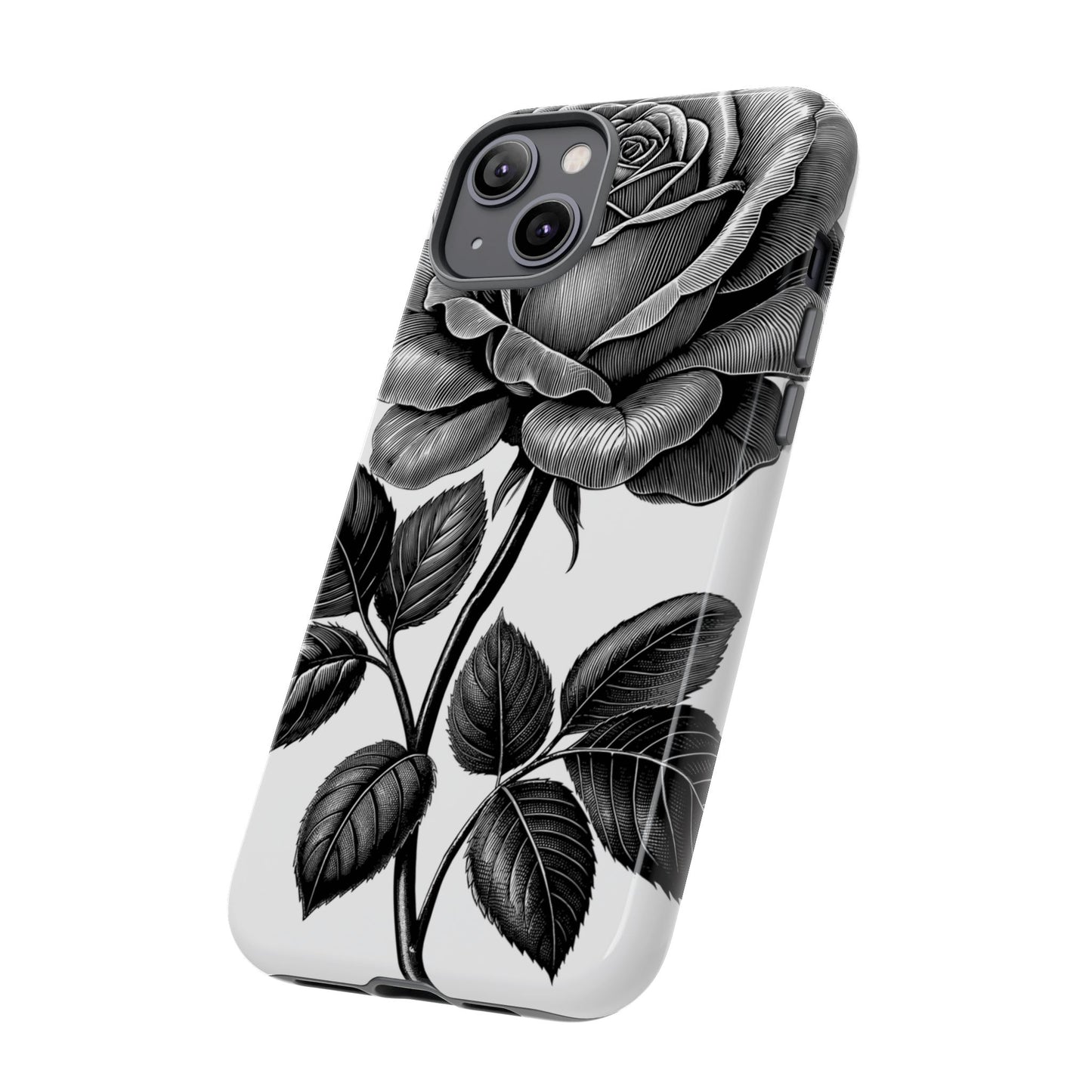 Elegant Floral Phone Case - Tough Cases, Black Rose Design, Floral Phone Cover, Stylish Phone Accessory, Gift for Her, Mother's Day