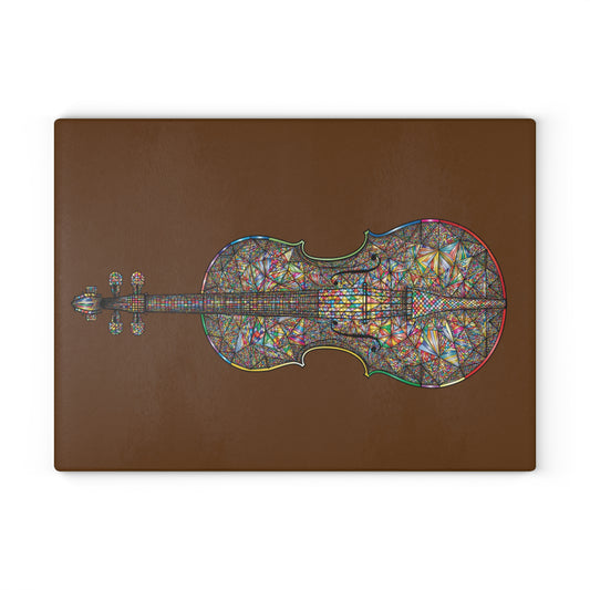 Stained Glass Violin Cutting Board, Artistic Kitchen Decor, Music Lover Gift, Culinary Art, Wedding Gift
