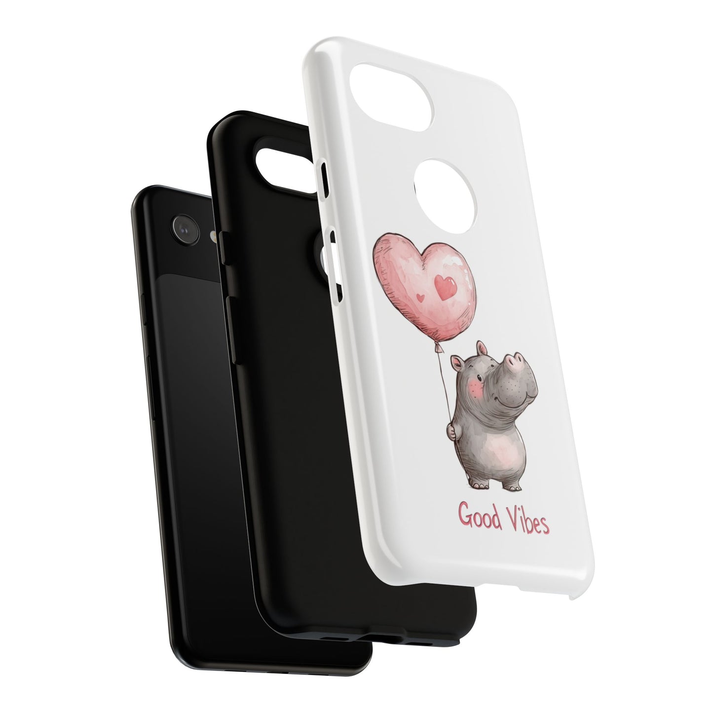 Cute Hippo Phone Case - Good Vibes Design, Animal Lover Gift, Fun Accessory, Birthday Present, Phone Accessories