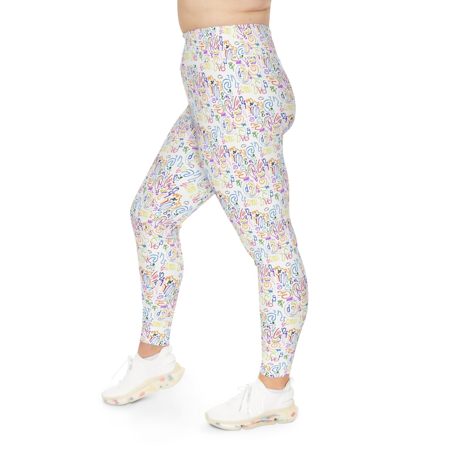 Vibrant Plus Size Leggings, Colorful AOP Activewear, Soft Stretchy Yoga Pants, Unique Pattern Leggings, Comfortable Everyday Fashion