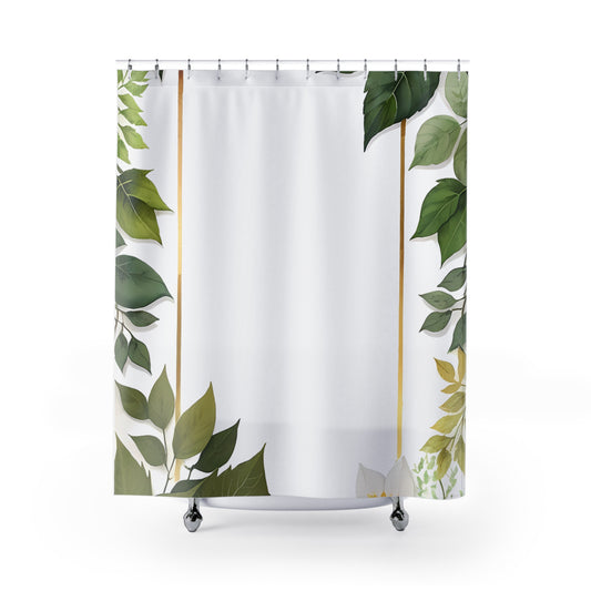 Botanical Shower Curtain, Green Leaf Design, Bathroom Decor, Eco-Friendly Curtain, Home Spa Essential