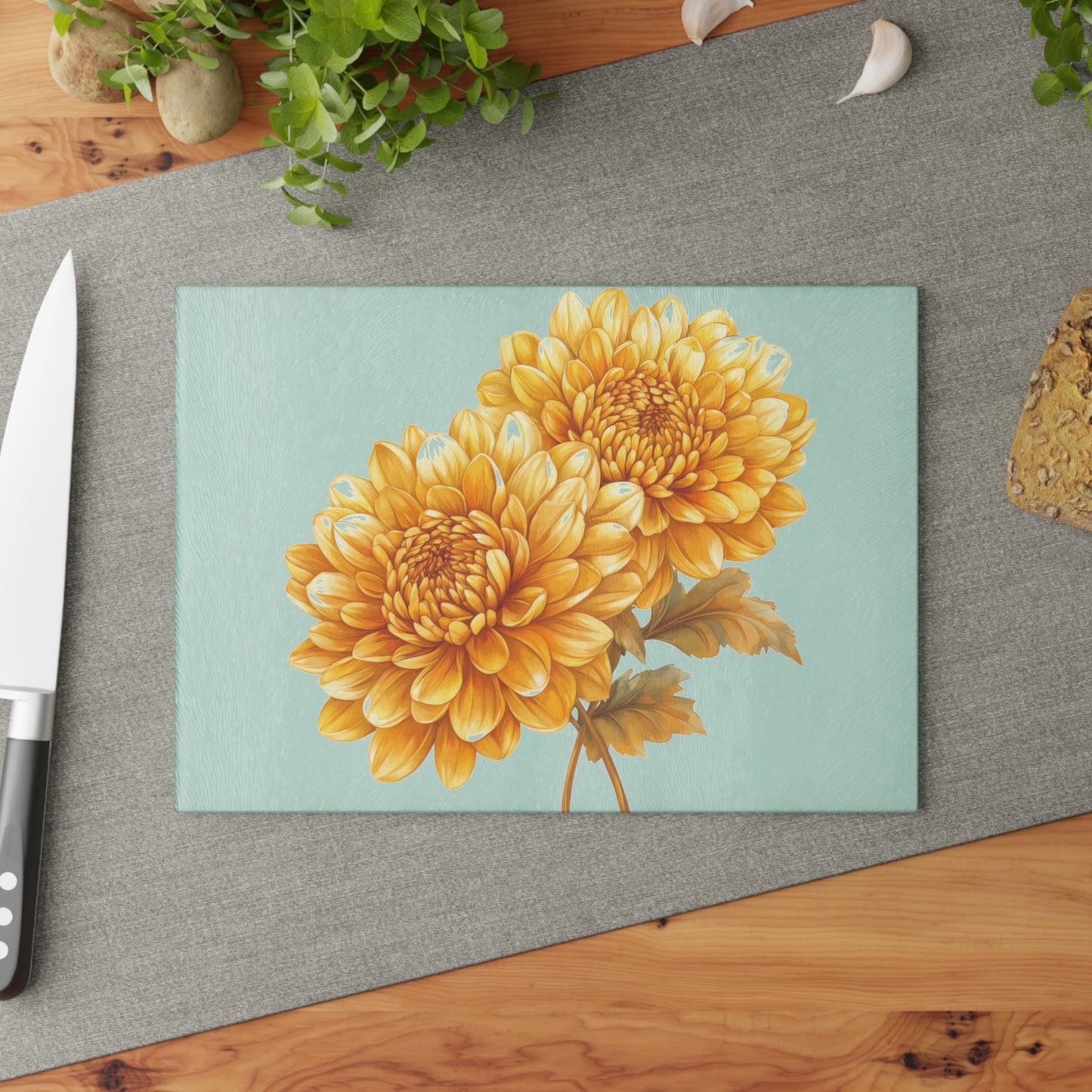 Floral Glass Cutting Board, Elegant Kitchen Decor, Gift for Chefs, Floral Home Accent, Cooking Accessory, Spring Decor