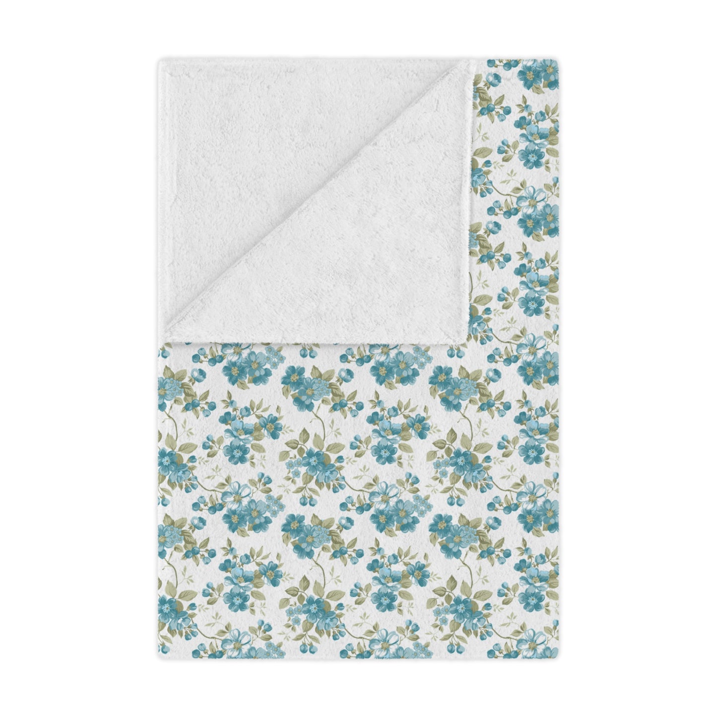 Floral Minky Blanket — Vintage Blue Rose Throw for Cozy Home, Nursery, Gift