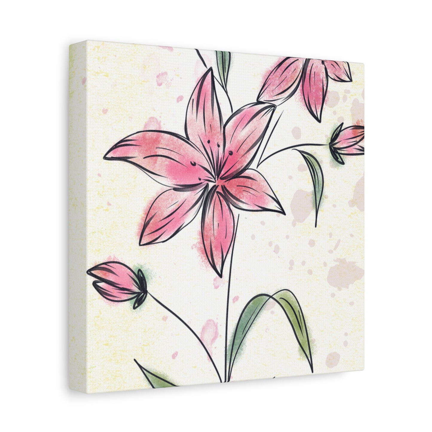 Matte Canvas, Stretched, 1.25" Tulips Pink Flowers