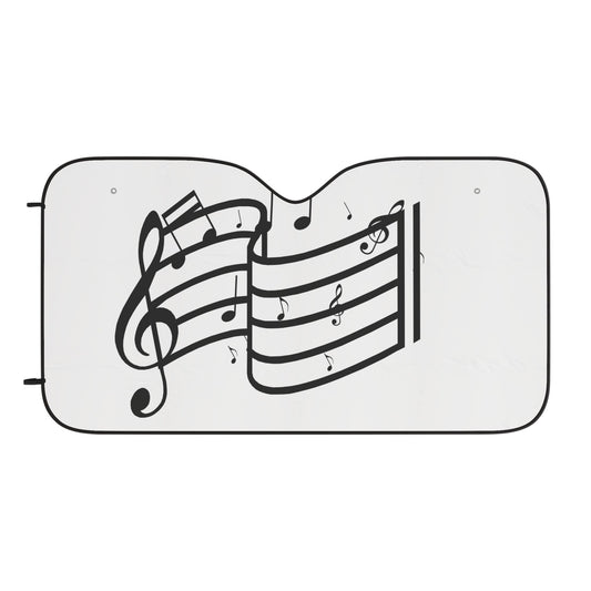 Musical Notes Car Sun Shade — Windshield Sunshade with Sheet Music Design