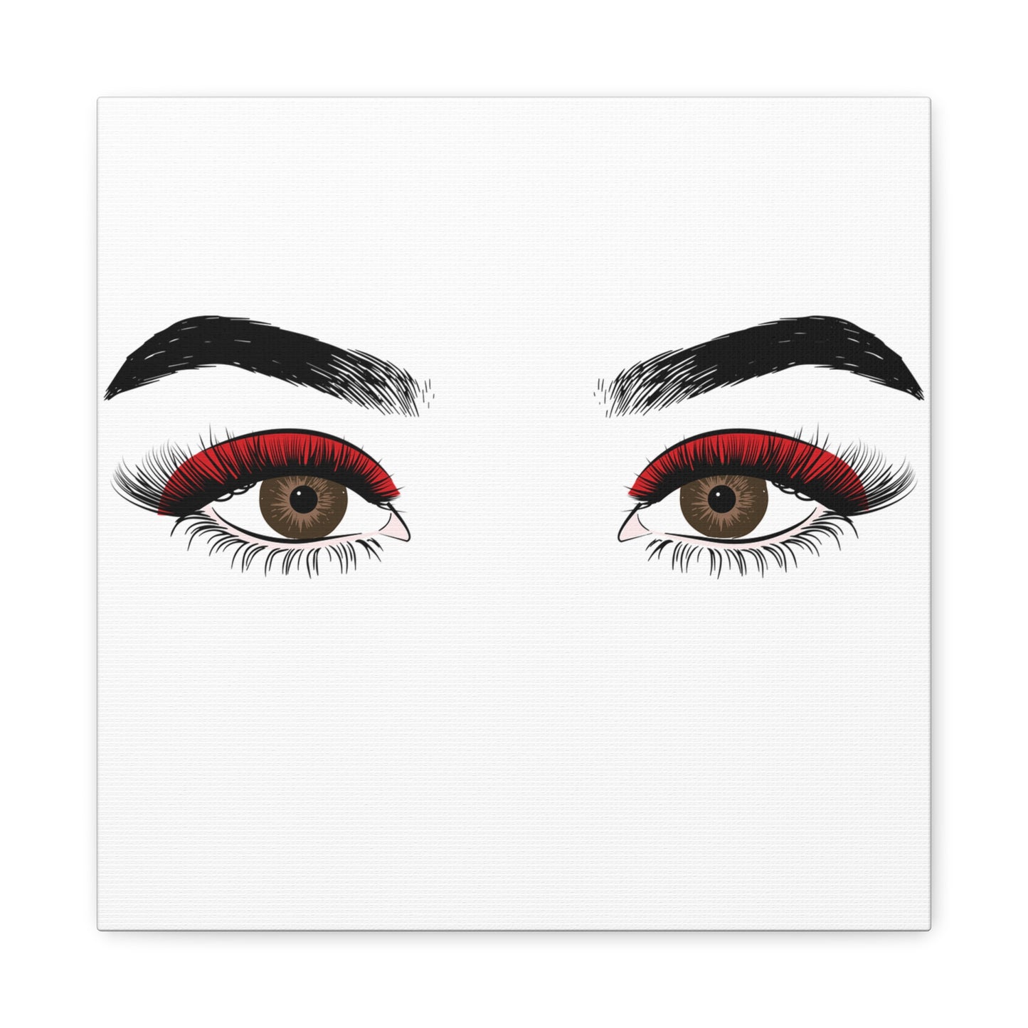 Red Lashes Wall Art Canvas — Glam Eyes Makeup Decor