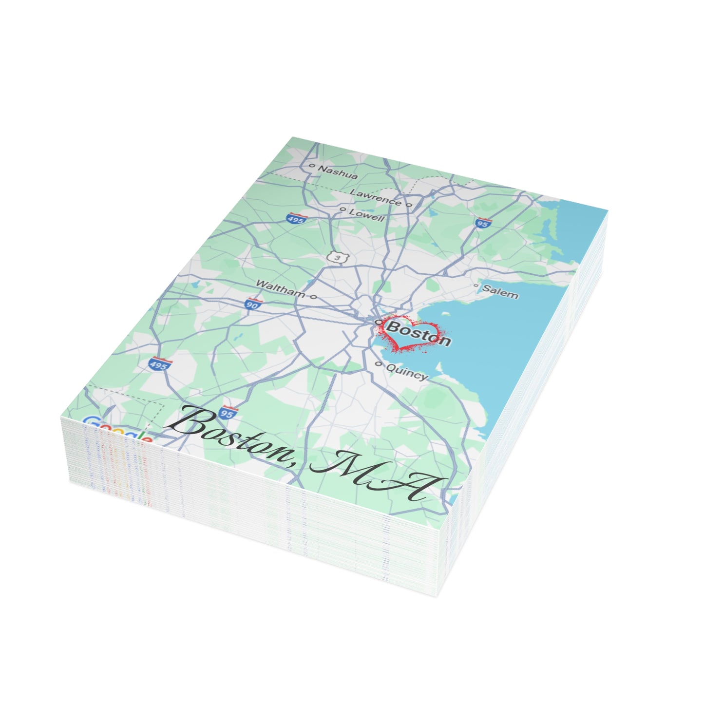 Boston Map Postcard Bundle - Personalized Travel Keepsake, Perfect for Souvenirs, Gifts, Wedding Invitations, or Event Thank You Cards
