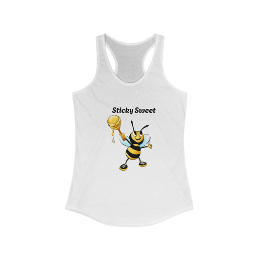 Sticky Sweet Bee Racerback Tank, Cute Summer Top, Gift for Bee Lovers, Fun Fitness Apparel
