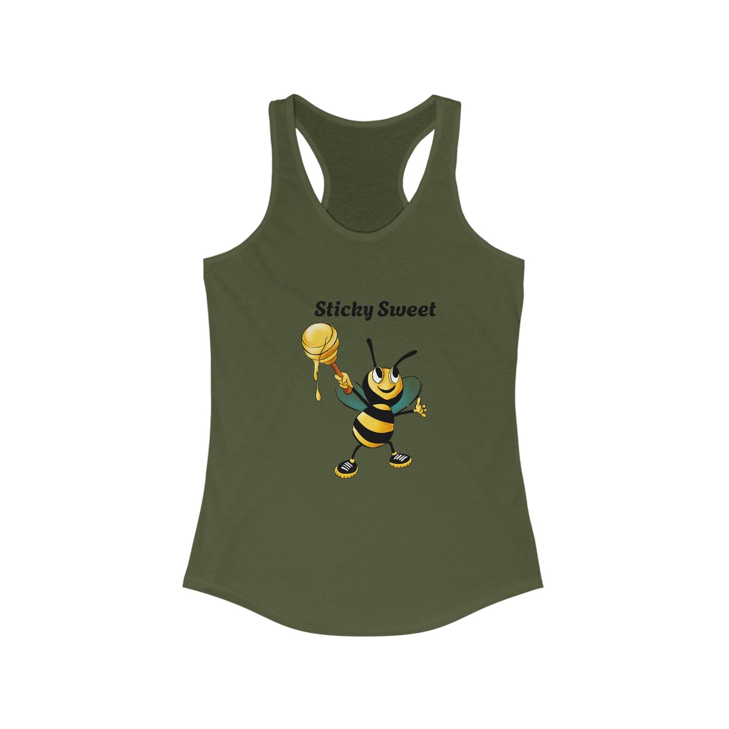 Sticky Sweet Bee Racerback Tank, Cute Summer Top, Gift for Bee Lovers, Fun Fitness Apparel