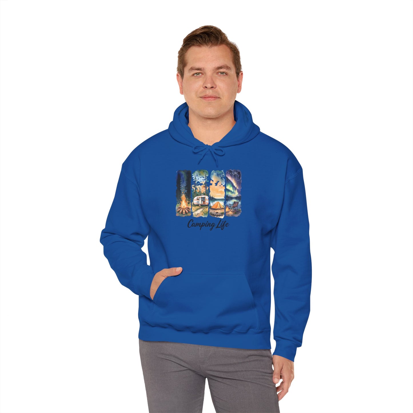Camping Life Hoodie – Outdoor Illustrated Campsite Scenes