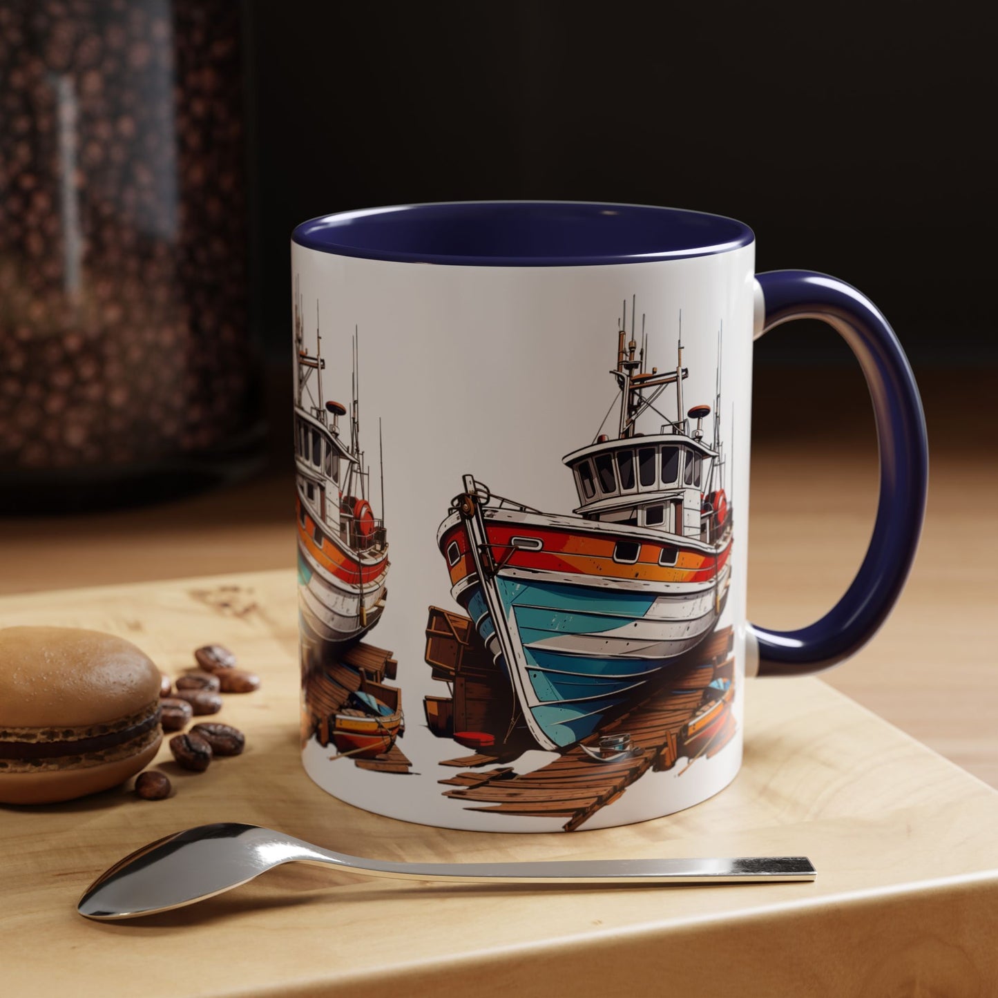 Nautical Accent Coffee Mug | Perfect for Boat Lovers, Sailor Gifts, Coastal Decor, Unique Gift Idea, Custom Artwork Mug