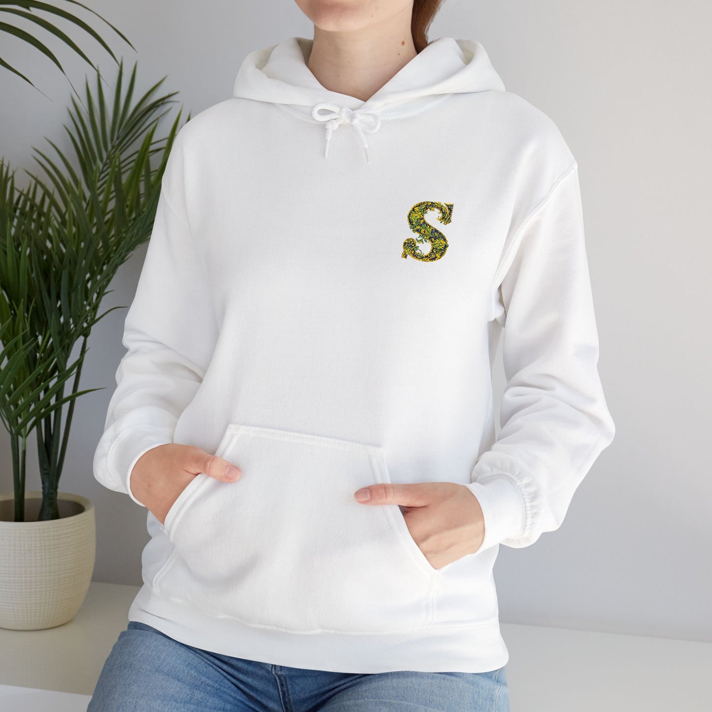 Floral S Initial Hoodie — Monogrammed Flower Letter Sweatshirt