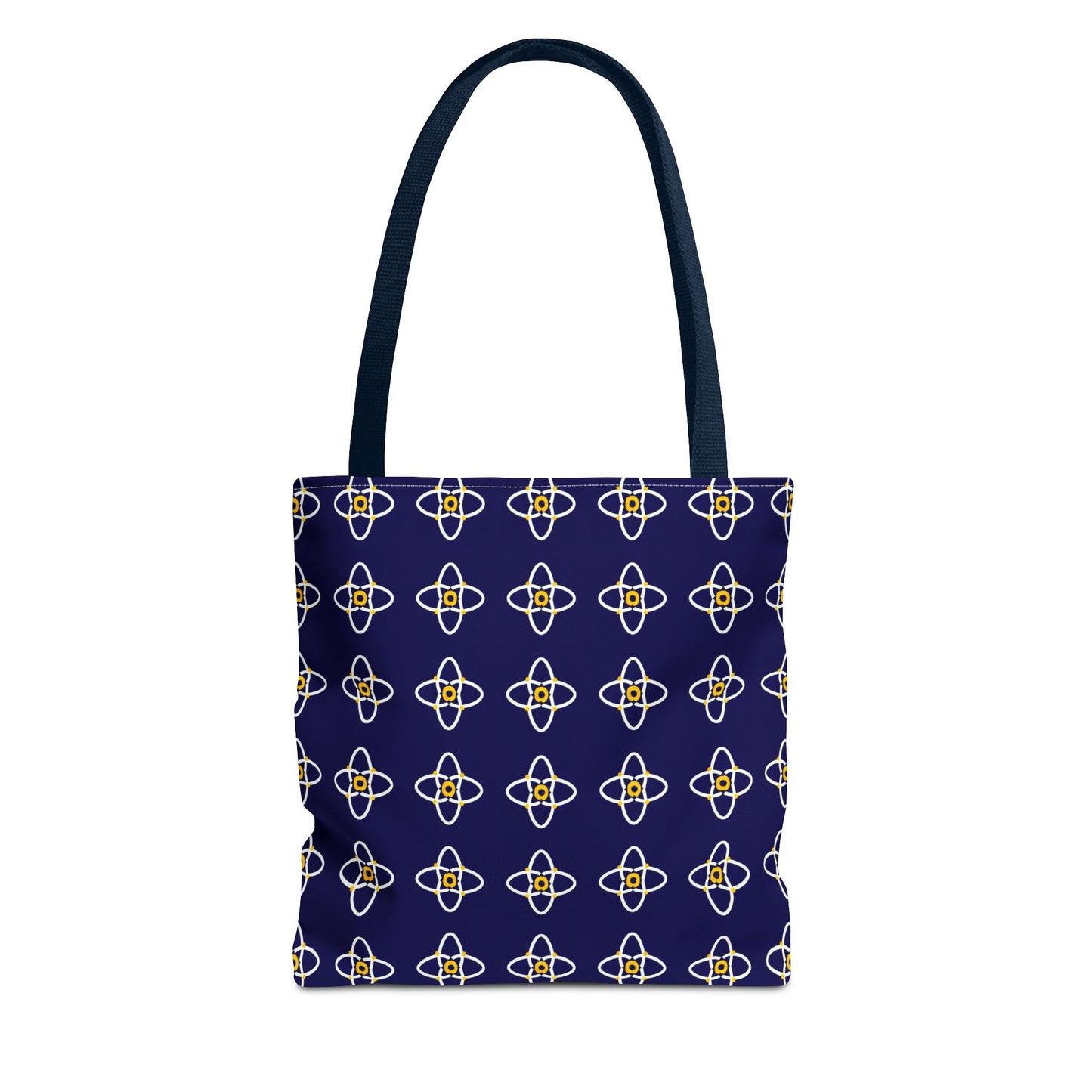 Navy Geo Floral Pattern Tote Bag — Reusable Everyday Shopping Tote