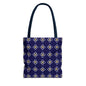 Navy Geo Floral Pattern Tote Bag — Reusable Everyday Shopping Tote