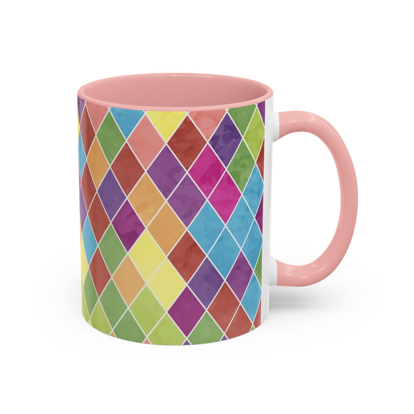 Colorful Diamond Pattern Coffee Mug, Coffee Lover Gift, Bright Kitchen Decor, Artistic Mug, Vibrant Drinkware