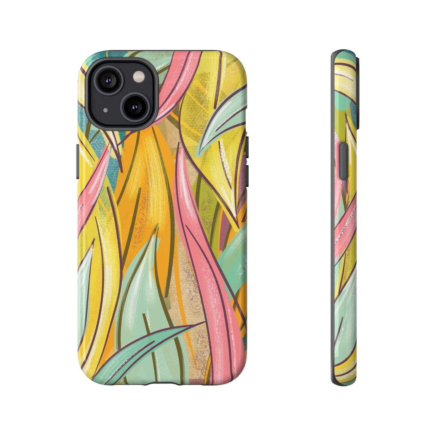 Vibrant Phone Case with Colorful Leaf Design, Tough Cases for Nature Lovers, Eco-Friendly Gift, Summer Vibes, Floral Phone Cover