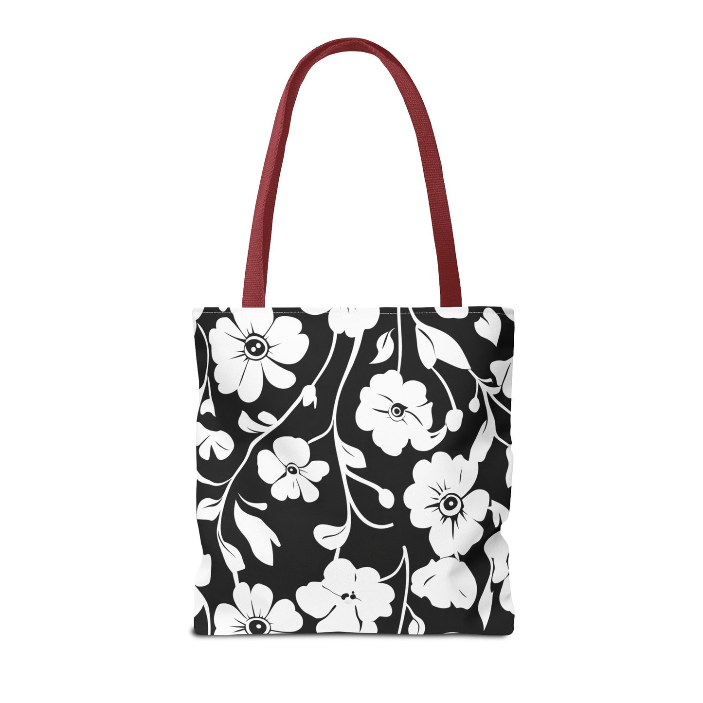 Elegant Floral Tote Bag, Black and White Tote, Eco-Friendly Shopping Bag
