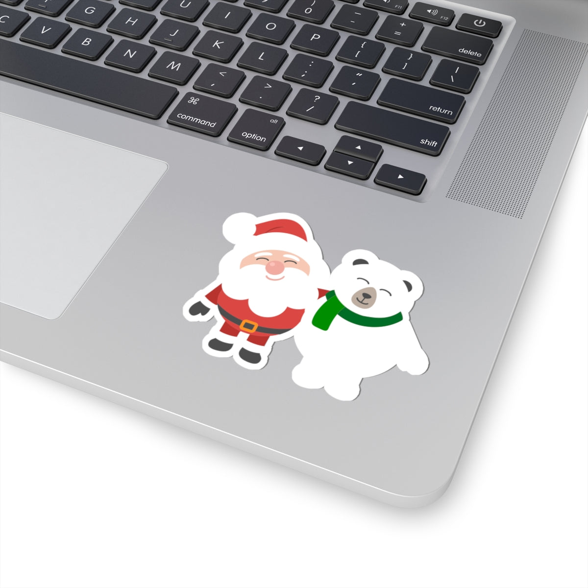 Christmas Santa and Polar Bear Kiss-Cut Sticker