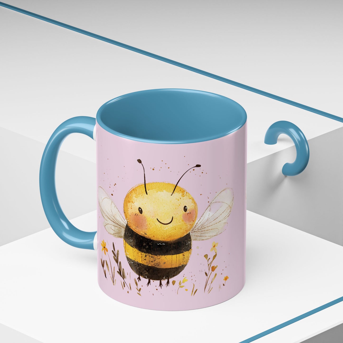 Cute Bee Accent Coffee Mug for Nature Lovers, Fun Bee Design, Gift for Friends, Bee Themed Kitchenware, Bee Lover's Mug
