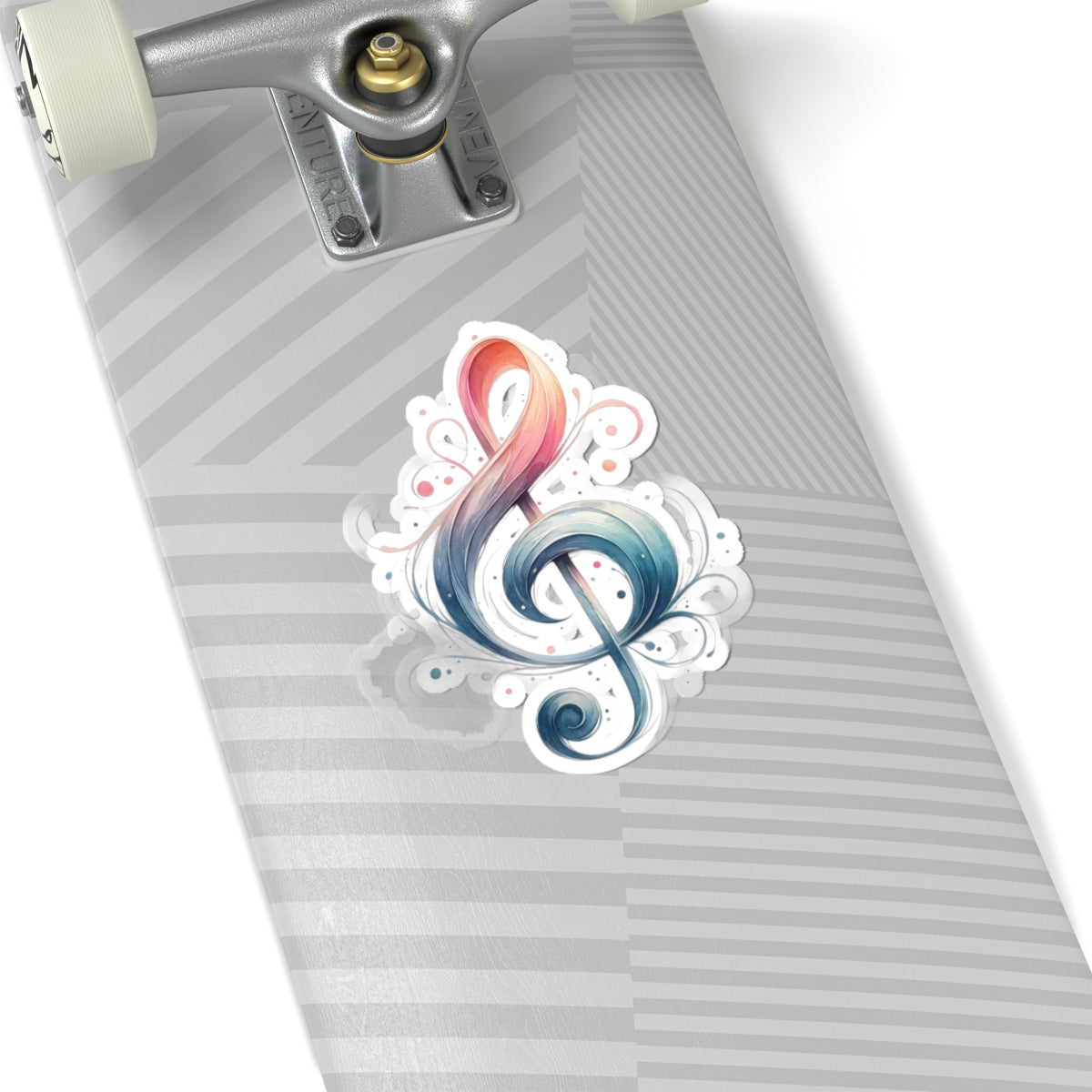 Watercolor Treble Clef Kiss-Cut Sticker — Music Symbol Laptop Decal
